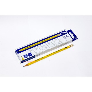Hộp 12 chiếc bút chì gỗ vàng có tẩy STAEDTLER 132 47 (độ cứng 2B) chính hãng
