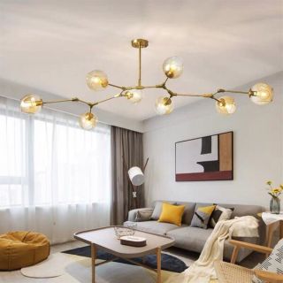 Đèn chùm trang trí đèn thả 8 bóng chao hổ phách lindsey