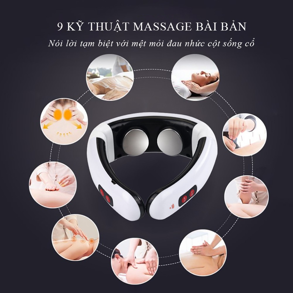 Máy massage cổ vai gáy cao cấp, trị liệu đau khớp hiệu quả, tặng 2 miếng dán xung điện, bảo hành 2 năm