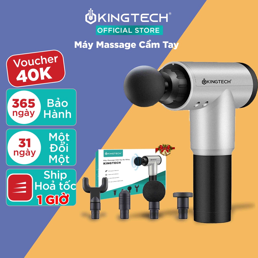 Máy Massage Cầm Tay KINGTECH TY-602 - Súng Mát Xa Toàn Thân 6 Cấp Độ - Súng Massage Chuyên Sâu Vai Lưng, Giảm Đau Cơ