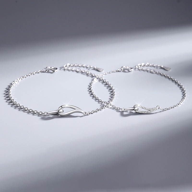 Cặp Vòng Tay Kim Cương Hình Giọt Nước Đơn Giản Phong Cách Hàn Quốc Cho Cặp Đôi