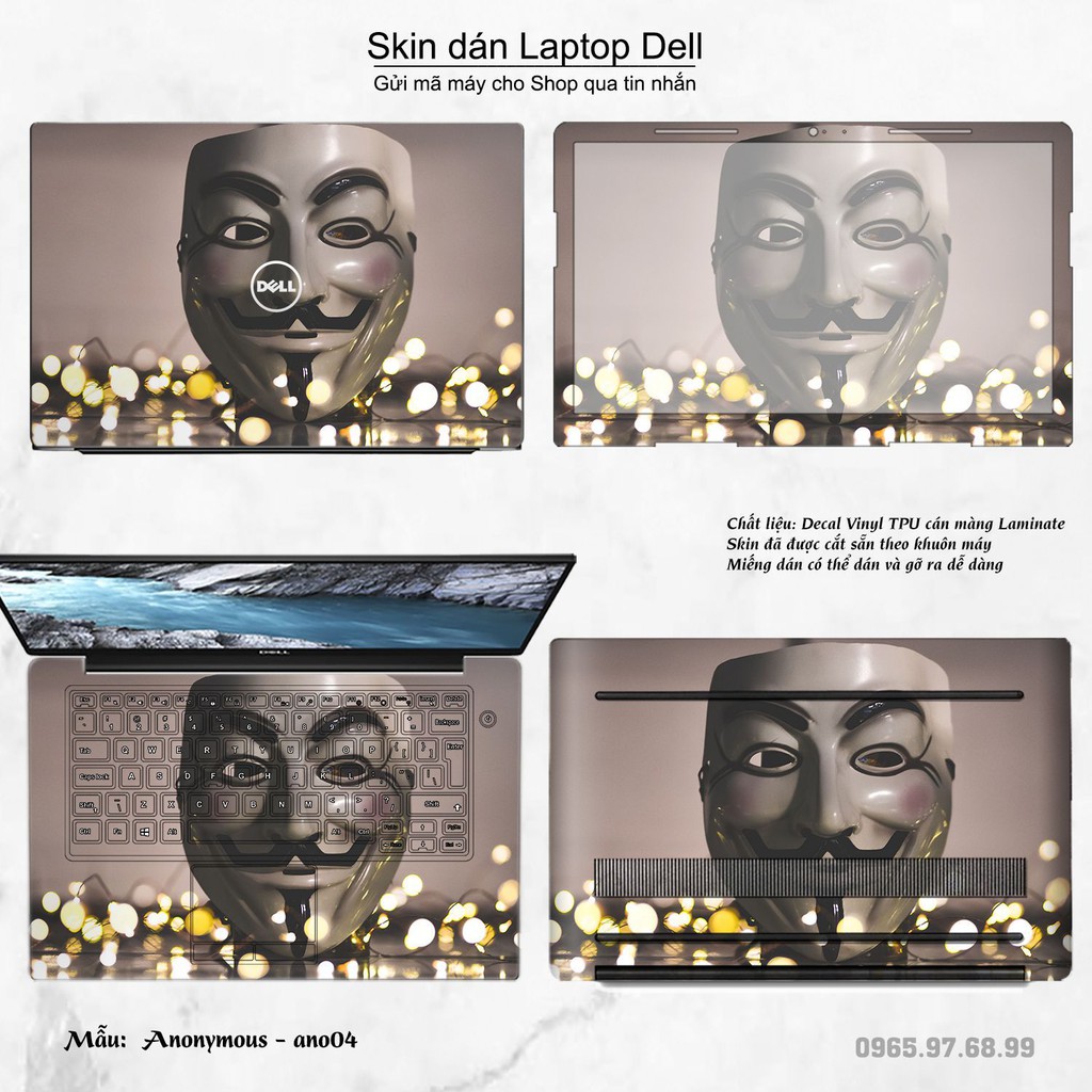 Skin dán Laptop Dell in hình Anonymous (inbox mã máy cho Shop)