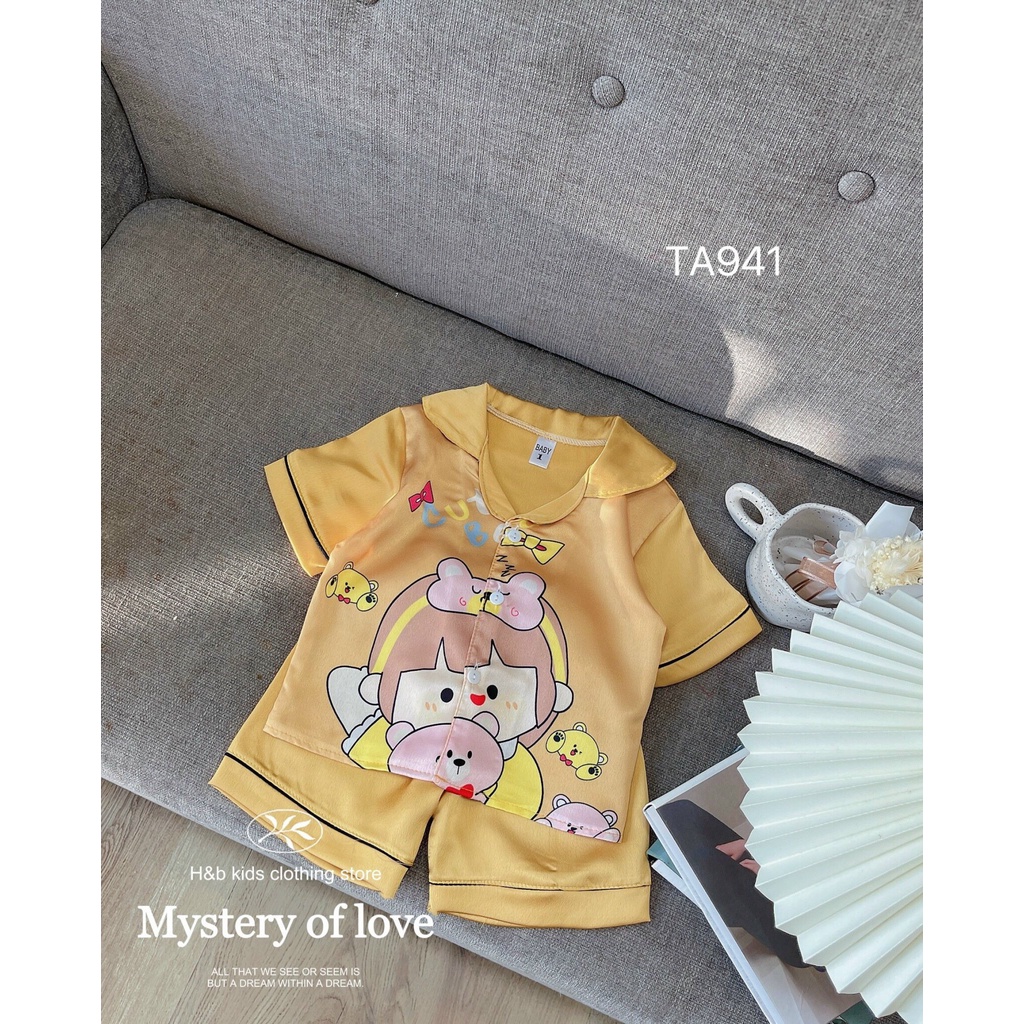 BỘ PIJAMA CHO BÉ GÁI CHẤT LỤA MỀM MỊN MẶC MÁT MÙA HÈ SIZE  10KG-20kg