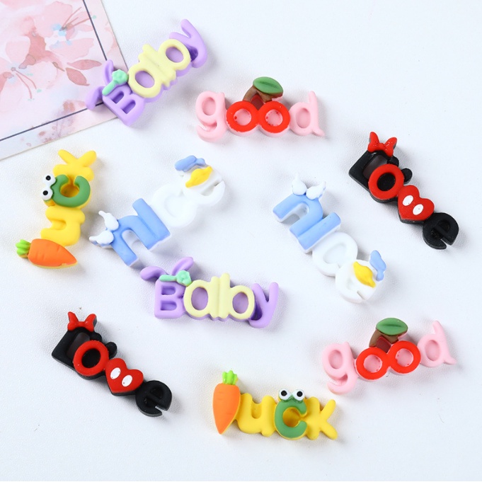 Mẫu charm chữ Nice, Love, Baby, Good, Luck trang trí kẹp tóc,vỏ ôp điện thoại, dán Jibbitz, DIY
