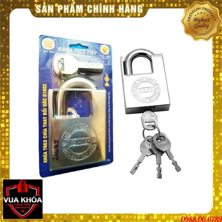 Ổ khóa cửa treo Việt Tiệp hợp kim chống cắt màu trắng⚡FREE SHIP⚡ Khóa cần chìa chống quên chìa. hợp kim thép cao cấp