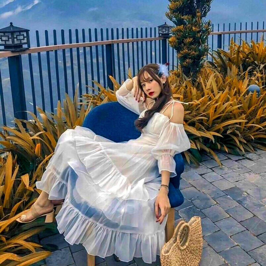 Đầm váy maxi tầng bẹt vai sống ảo HaKieu Msp07 ( hình chụp thật) | BigBuy360 - bigbuy360.vn