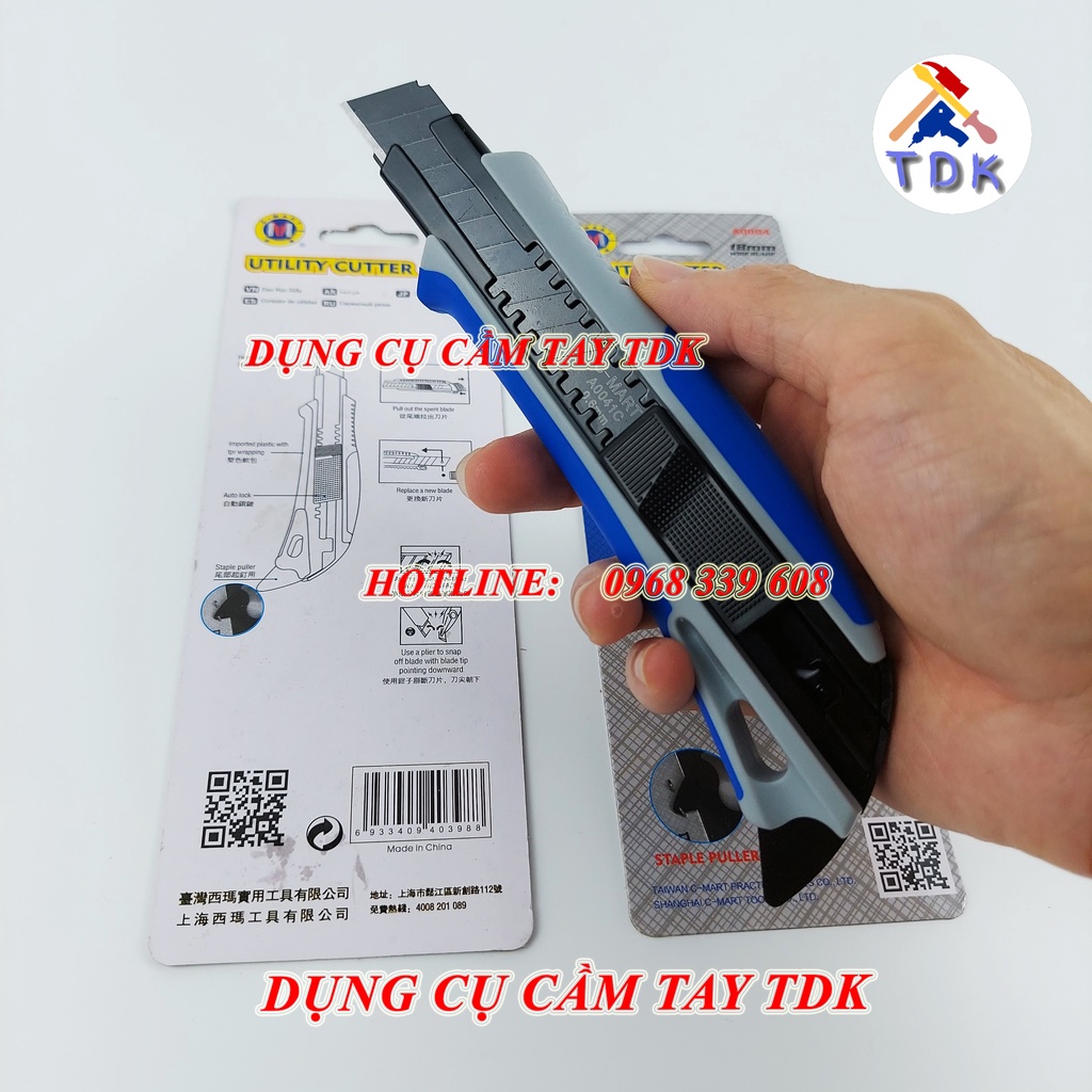 Dao rọc giấy, dao trổ đa năng C-Mart A0004 lưỡi bản 18mm