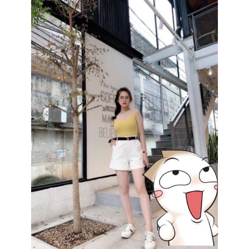 Quần short nữ kaki lưng cao chất kaki dày mịn tặng kèm dây thắt lưng hàng chuẩn shop.