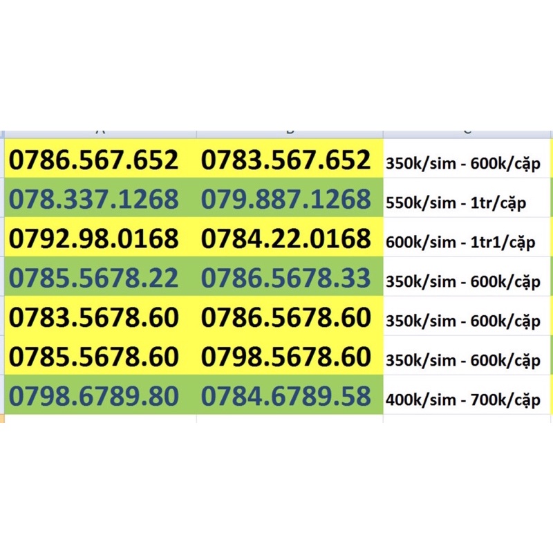 SIM CẶP ĐẸP, LỘC PHÁT, THẦN TÀI MOBI