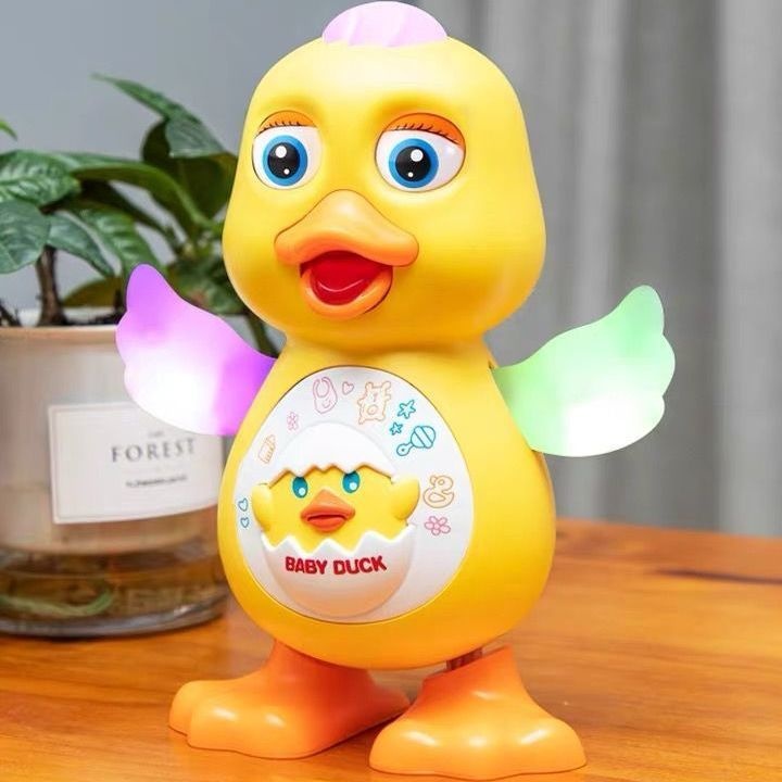 ▨┇Nháy mắt mở miệng nhỏ vịt vàng bê con lợn điện nhảy múa xích đu lưới người nổi tiếng đồ chơi trẻ em nhạc nhẹ lửa
