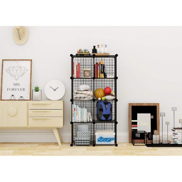 [AN MỘC] Kệ sách lắp ghép sinh viên, kệ lưới sắt lắp ghép phong cách Vintage 3 tầng 6 ô