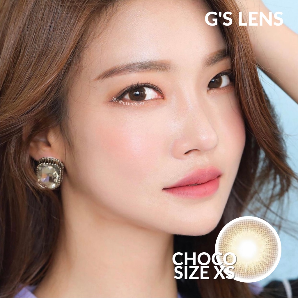 Lens Mắt Kính Áp Tròng Nâu Choco Không Giãn Vân Xước Có 0 Đến 6 Độ Cận