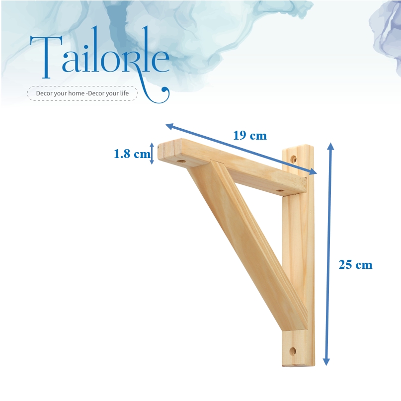 Eke gỗ cao su, giá đỡ chữ L giá đèn treo tường trang trí, decor trang trí phòng ngủ phong cách