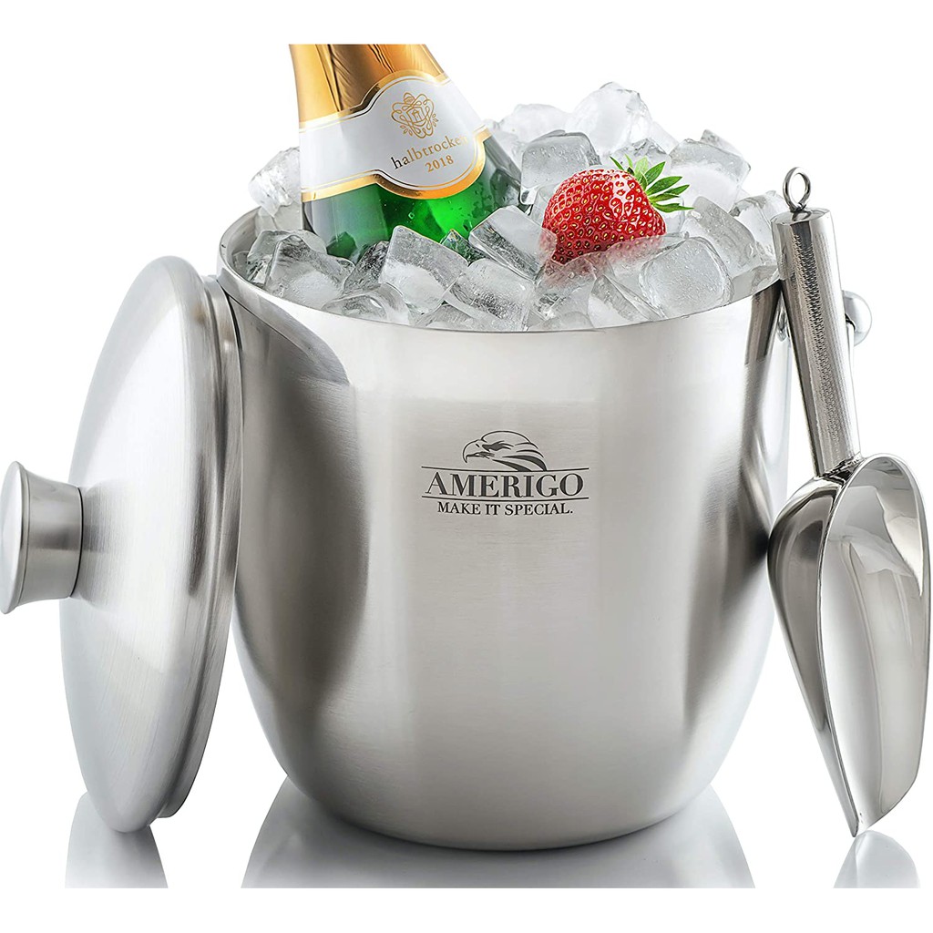 XÔ ĐỰNG ĐÁ INOX CÓ NẮP AMERIGO, 3 LÍT