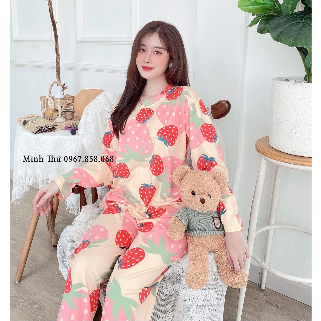 Đồ ngủ mặc nhà dài tay thu đông mềm mịn chất liệu thun sữa co giãn- Đồ mặc nhà dễ thương- Mã BD03