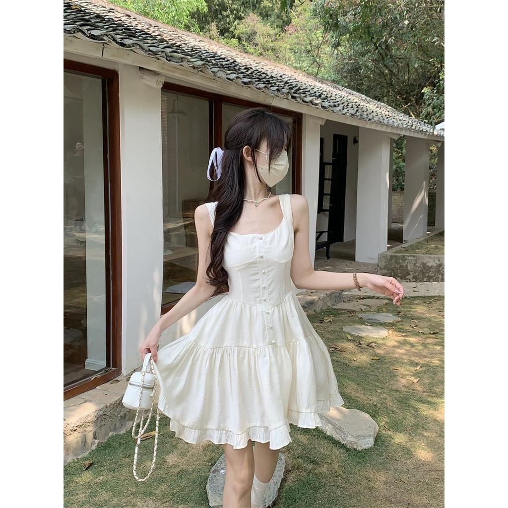 Đầm Hai Dây Dáng Chữ A Ôm Eo Thời Trang Cho Nữ