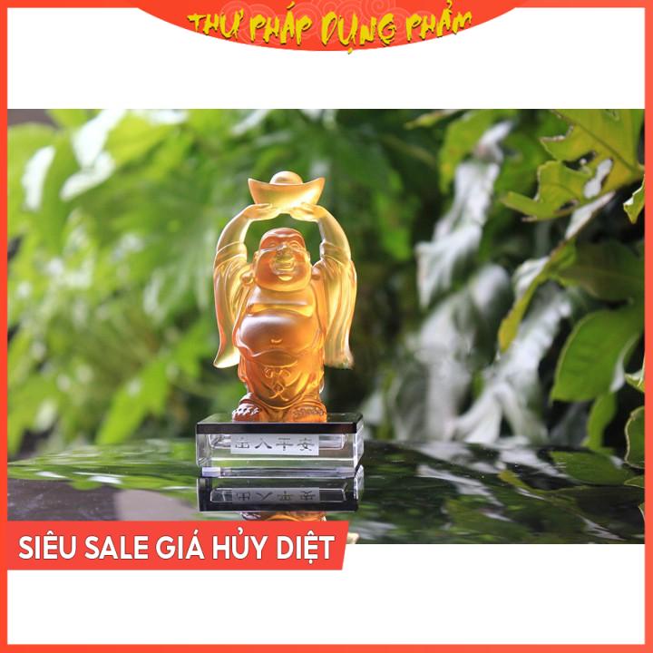 Tượng Di Lặc Ngọc Lưu Ly Đỡ Đĩnh Vàng Trang Trí Phong Thủy