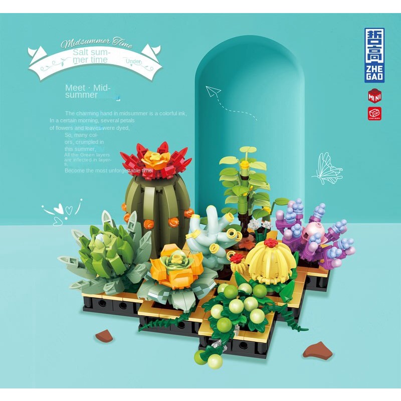Bộ Đồ Chơi Lắp Ráp Chậu Cây Sen Đá Màu Vàng Ngọc Bích Sáng Tạo Dành Cho Trẻ Em