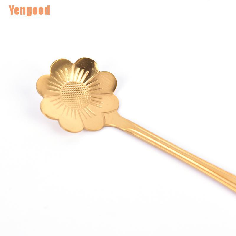 Muỗng uống trà hình bông hoa trang trọng bằng thép không gỉ tiện dụng