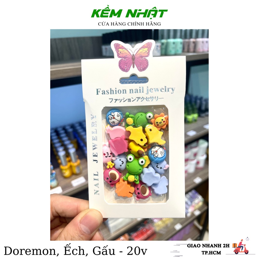 Charm Đính Móng Hoạt Hình Ếch, Doremon, Gấu - 20v