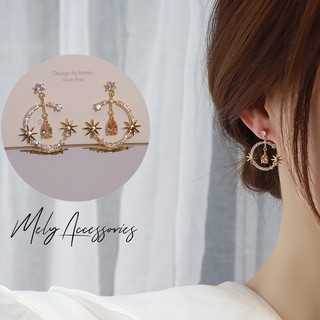 BÔNG TAI HÌNH MẶT TRĂNG KHUYẾT ĐÍNH PHA LÊ VÀNG - MELY 1309