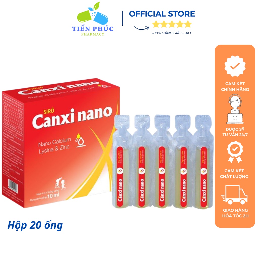 Viên uống bổ sung Canxi Nano (hộp 20 ống ) bổ sung canxi cho bé từ 2 tuổi còi xương chậm lớn kém hấp thu