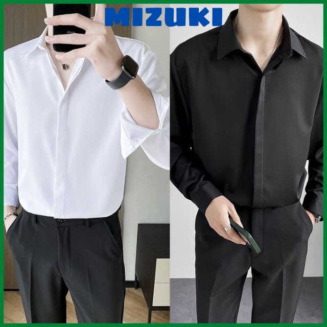 Áo sơ mi nam form rộng dài tay GIẤU NÚT vải Lụa mềm mịn ít nhăn MRGN01 Từ 40-85kg