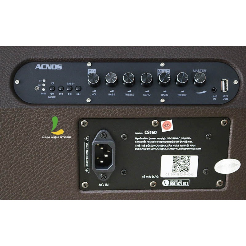 Loa Acnos CS160 - Loa di động thùng gỗ bọc da kết nối bluetooth 5.0 tặng kèm micro không dây cao cấp