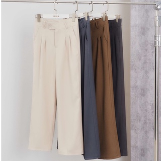 Quần tây ống rộng dáng suông basic quai chéo 1 cúc vải không nhăn phong cách Ulzzang MINA OP008