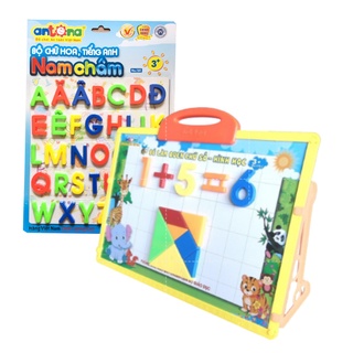 Combo Bảng Nam Châm Bé Làm Quen Số-Hình Học Và Vỉ Chữ Hoa Nam Châm Antona