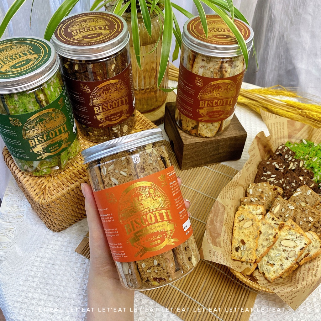 Bánh Biscotti Nguyên Cám Cao Cấp Siêu Hạt Không đường, Dành cho người ăn kiêng, giảm cân, Size 250gr