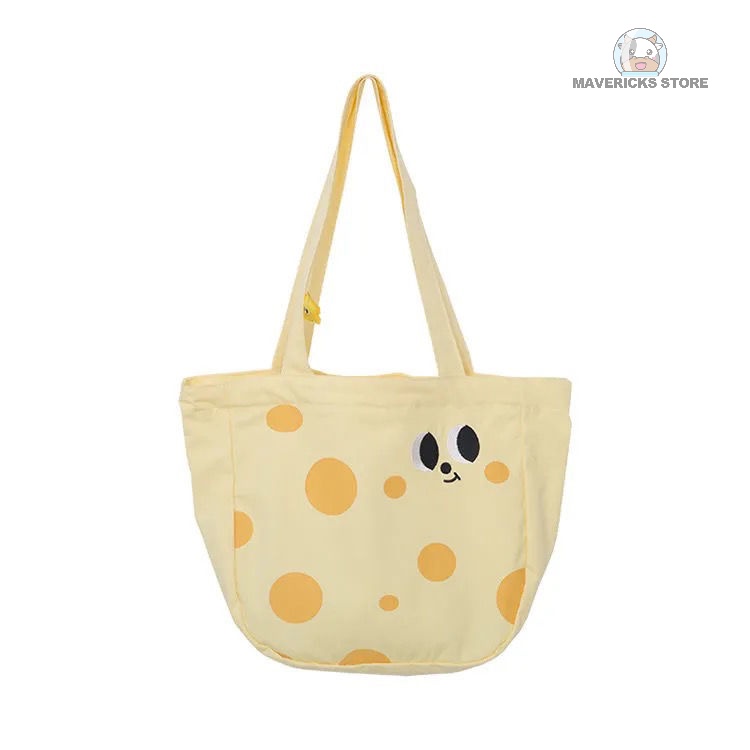 Túi đeo vai bằng vải canvas cỡ lớn in họa tiết màu vàng dễ thương phong cách Nhật Hàn cổ điển dành cho học sinh