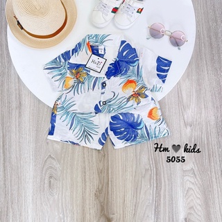 bộ đũi hoa lá cành đi biển cho bé trai