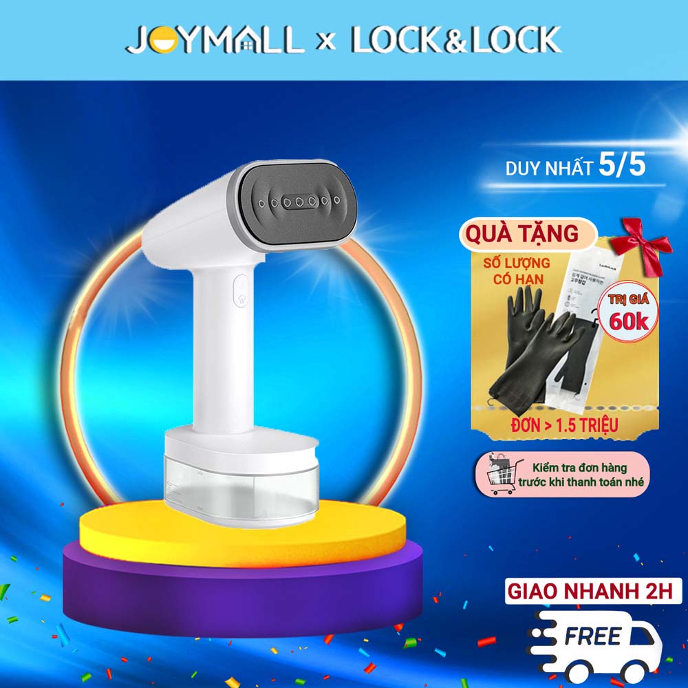 Bàn ủi hơi nước cầm tay Lock&amp;Lock ENI223WHT - Hàng chính hãng, mặt là phủ sứ, làm nóng nhanh trong 30s - JoyMall