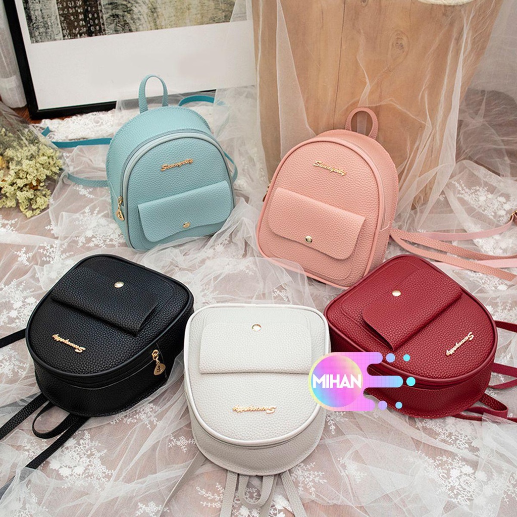 MIHAN1 Fashion Women Backpack Letter Decoration Phone Pouch Leather Shoulder Bag Crossbody Female Multifunctional Girl Women Small Handbag/Multicolor