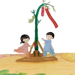 Thiệp nổi 3D Pop-up Ngày Tết Quê Em - Paper Art Gift - PNP186