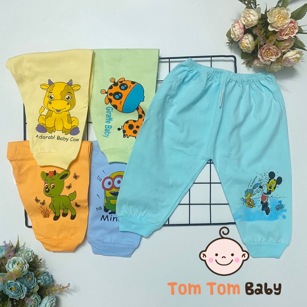 COMBO 10 Quần dài cotton SUSU | Mẫu Dài Màu Bo Gấu| Size 1-8 cho bé 5-21 kg| Chất vải mềm, mịn, dày dặn