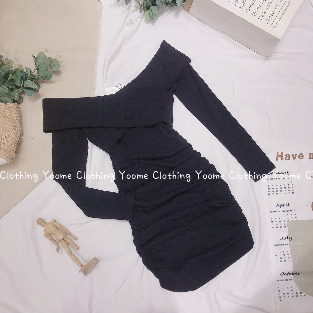 Váy body TRỄ VAI ĐẮP CHÉO chất cottonzip dày dặn co giãn đa chiều cho nữ Yoomeclothing ( Ảnh thật tại shop ) | BigBuy360 - bigbuy360.vn