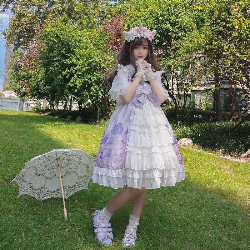 [Có Ảnh Thật - Order Hàng Loại 1] Váy đầm Công chúa Lolita làm kiểu công nương hoàng gia dáng xòe đan nơ 🎀