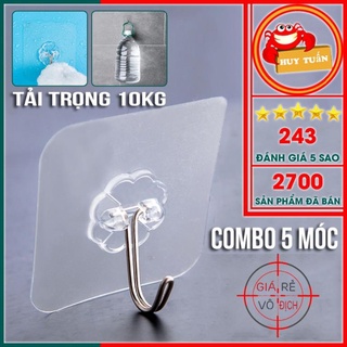 Combo 5 móc dán tường treo quần áo trong suốt siêu dính tường chịu lực siêu chắc siêu bền 10kg shop