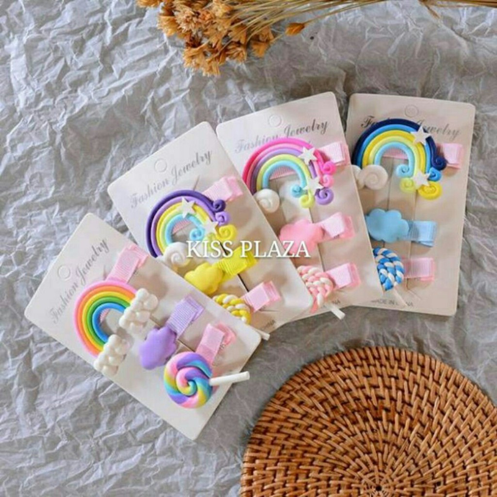 [XẢ KHO]| SET 3 CÁI KẸP TÓC CẦU VỒNG KẸO NGỌT SIÊU CƯNG | VIDEO THẬT | SHOP BEECOW