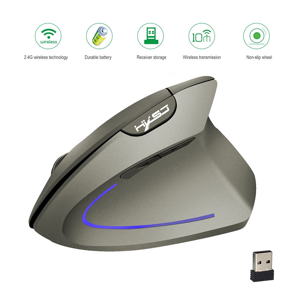 Chuột không dây kiểu đứng HXSJ T22 Sạc pin wireless USB 2.4GHz chống mỏi tay chuyên dùng cho pc laptop macbook ipad tivi