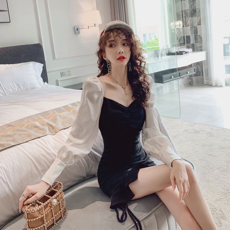 Đầm Nữ Dài Tay Đuôi Cá Rút Dây Phong Cách Hàn Quốc | BigBuy360 - bigbuy360.vn
