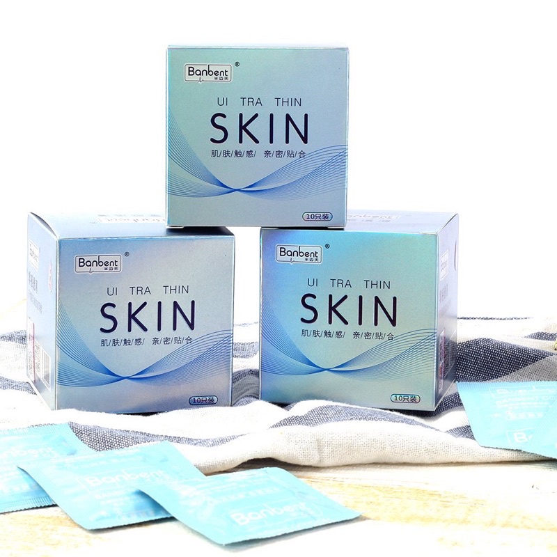 Bao cao su BANBENT Ultra thin skin 001, nhiều chất bôi trơn, siêu mỏng , hương thơm 10 bcs