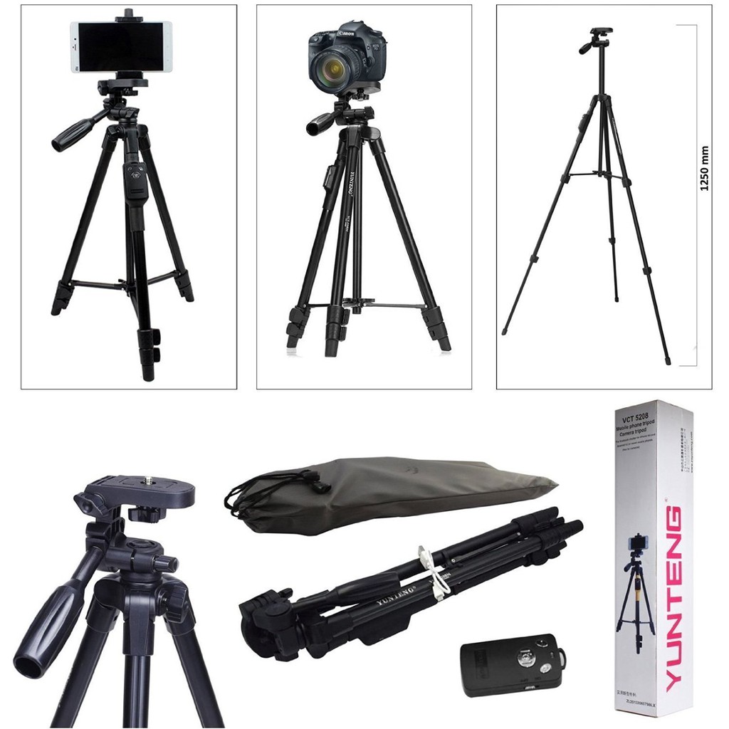 CHÂN MÁY TRIPOD YUNTENG VCT-5208 TẶNG KÈM REMOTE BLUETOOTH