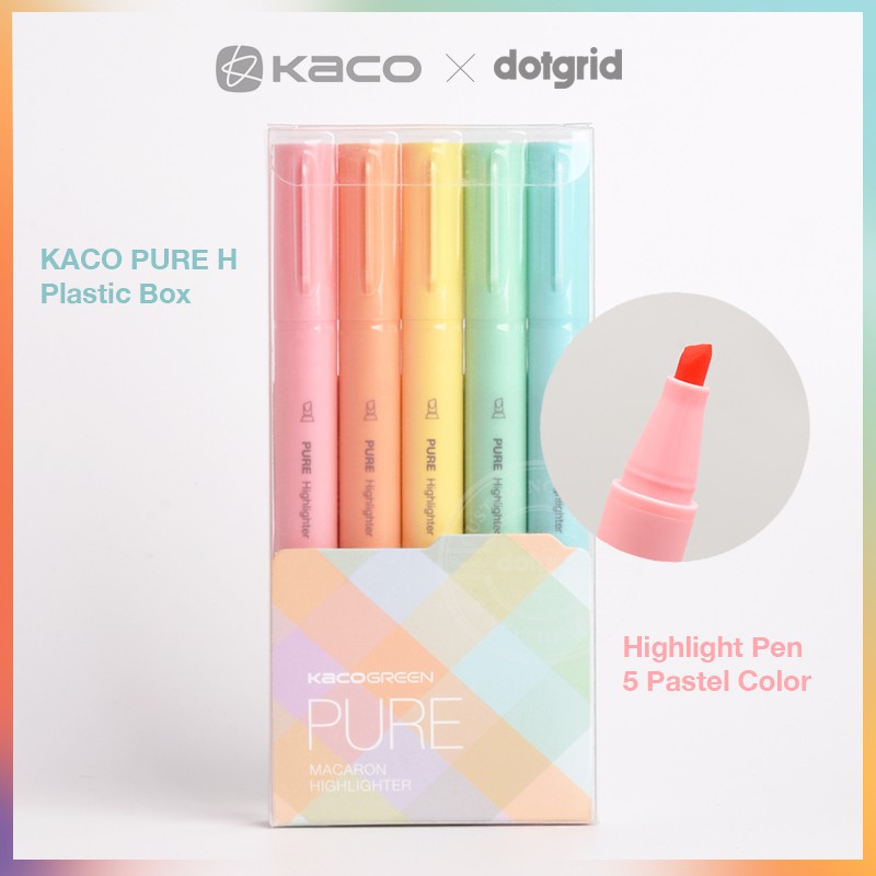 Bộ 05 bút Highlight Plastic KACO H Pastel