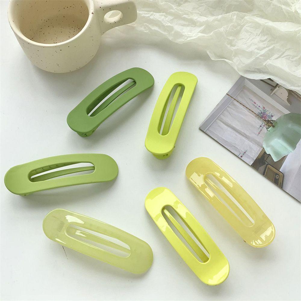 IVORY Kẹp Tóc Càng Cua Bằng Nhựa Resin Màu Xanh Lá Nhám Trơn Chống Trượt Phong Cách Hàn Quốc Thời Trang