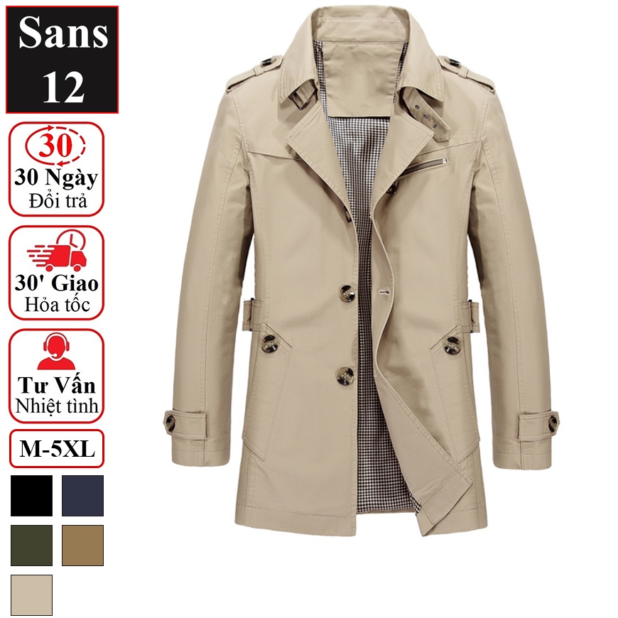 Áo khoác kaki nam hàn quốc manto Sans12 măng tô dáng ngắn khaki blazer bigsize to