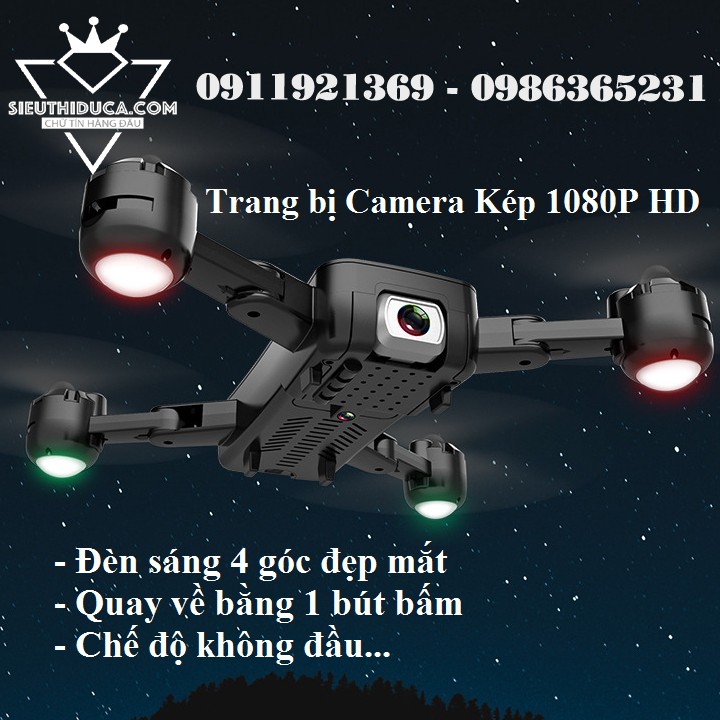 Flycam S36 Trang Bị 2 Camera HD 1080P Pin 2000mAh Bay 18-20p