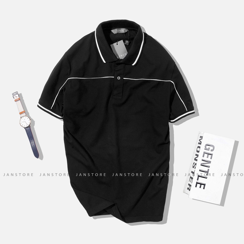Áo Polo nam phối chỉ ngực Azbasic chất cotton cao cấp , áo thun nam có cổ , Polo cổ bẻ ngắn tay công sở Jan Store | BigBuy360 - bigbuy360.vn